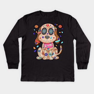 Dia De Los Muertos - Labrador Retriever Puppy- Lab Puppy Kids Long Sleeve T-Shirt